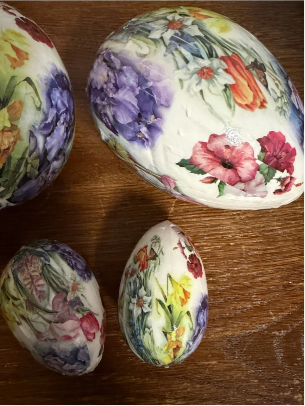 Vintage Floral Decoupage Paper Easter Eggs Lot of 8 Large & Small Spring Holiday